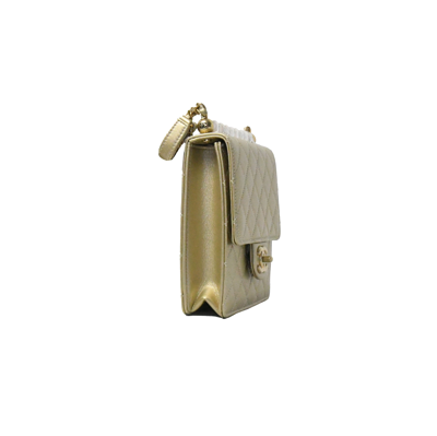 Pre-owned Chanel Goatskin Acrylic Beads & Gold-tone Metal Flap Bag Gold In Default Title