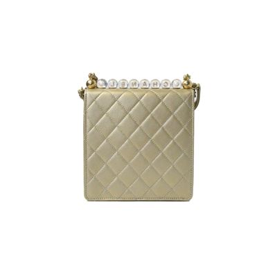 Pre-owned Chanel Goatskin Acrylic Beads & Gold-tone Metal Flap Bag Gold In Default Title