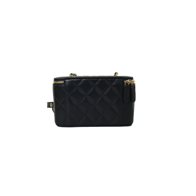Pre-owned Chanel Long Vanity Case With Strap Gold  Black In Default Title