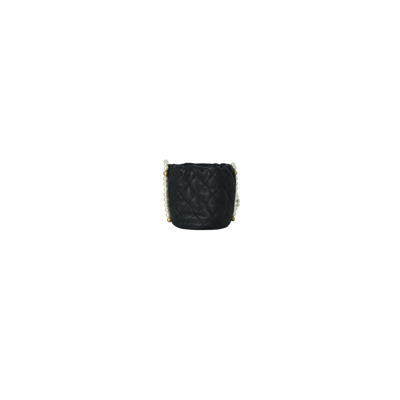 Pre-owned Chanel Mini Drawstring Bag Calfskin Pearl With Gold Metal Black In Default Title
