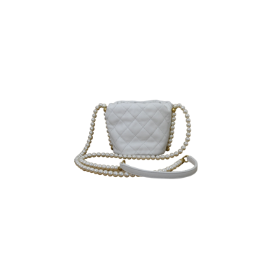 Pre-owned Chanel Mini Drawstring Bag Calfskin Pearl With Gold Metal White In Default Title