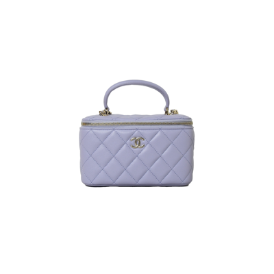 Pre-owned Chanel Small Top Handle Vanity With Chain Bag Light Purple In Default Title