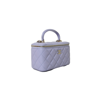 Pre-owned Chanel Small Top Handle Vanity With Chain Bag Light Purple In Default Title