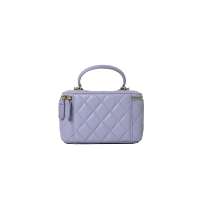 Pre-owned Chanel Small Top Handle Vanity With Chain Bag Light Purple In Default Title