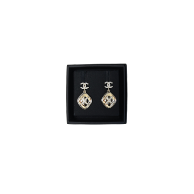 Pre-owned Chanel X Crystal Drop Earrings Gold In Default Title