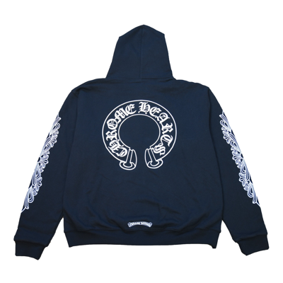 Chrome Hearts Horse Shoe Floral Zip Up Hoodie Black In L | ModeSens