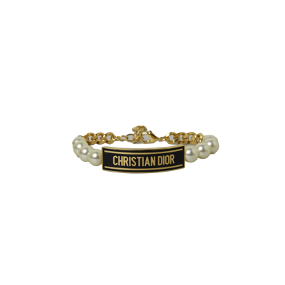 Shop Dior Letter Bracelet With Pearl Gold In Default Title