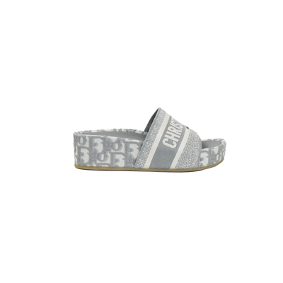 Shop Dior Oblique Embroid Sandals Grey Stone In Us 16