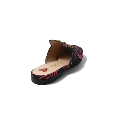 Shop Gucci Fabric Slippers Pink Black In Us 16