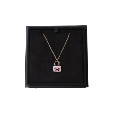 Pre-owned Hermes 18k Rose Gold Pink Sapphire Constance Pendant Necklace In Default Title