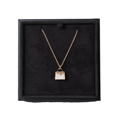 Pre-owned Hermes Kelly Amulette Diamond Pendant Necklace Rose Gold In Default Title