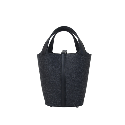 Pre-owned Hermes Picotin 18 Palladium Hardware Grey Cloth In Default Title