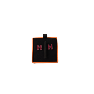 Pre-owned Hermes Pop H Earring Palladium Hardware Burgundy In Default Title