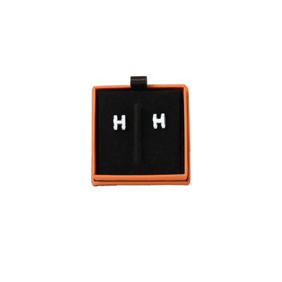 Pre-owned Hermes Pop H Earring Palladium Hardware White In Default Title