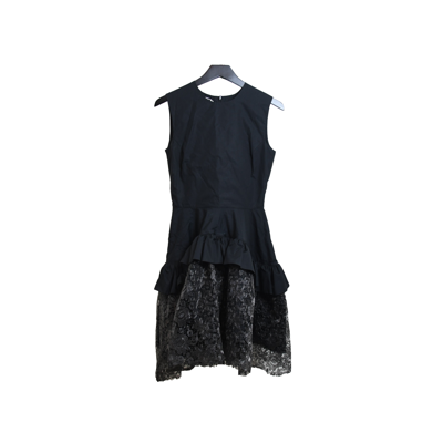 Shop Jourden Ruffled Dress With Gathered Lace Pane Black In 37