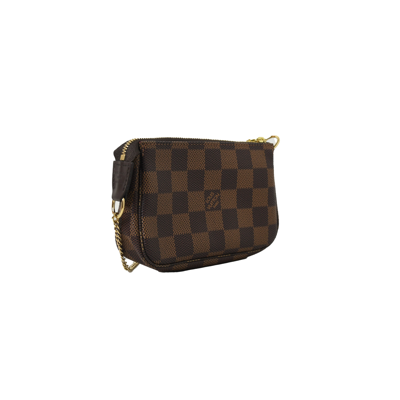 Pre-owned Louis Vuitton Mini Pochette Accessories Damier Ebene Brown In Default Title