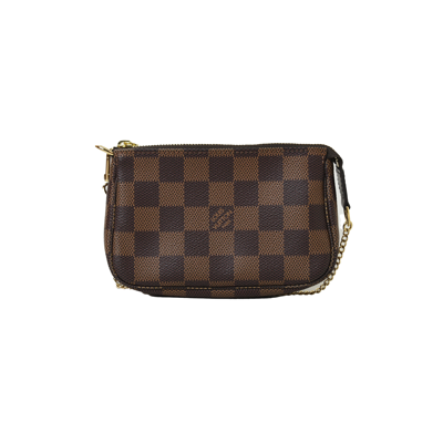 Pre-owned Louis Vuitton Mini Pochette Accessories Damier Ebene Brown In Default Title