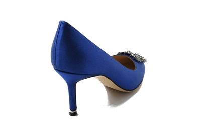 Manolo Blahnik Hangisi 70 Embellished Pumps In Blue Satin In Blue
