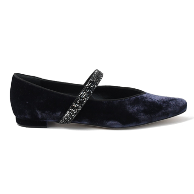 Manolo Blahnik Puxona Flat Navy In Us 16