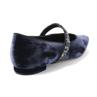 Manolo Blahnik Puxona Flat Navy In Us 16
