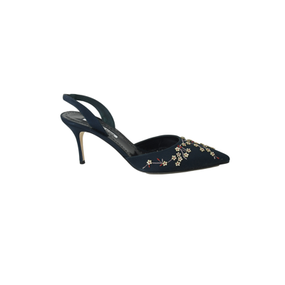 Manolo Blahnik Skyler Crepdechine Navy Yemb 70 In Us 16
