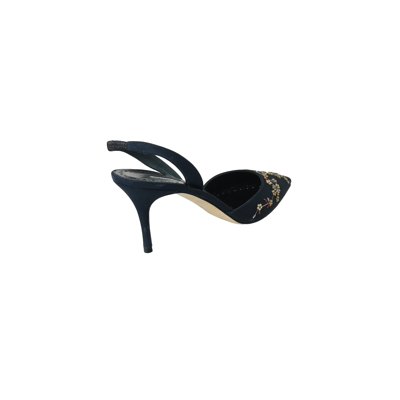 Manolo Blahnik Skyler Crepdechine Navy Yemb 70 In Us 16