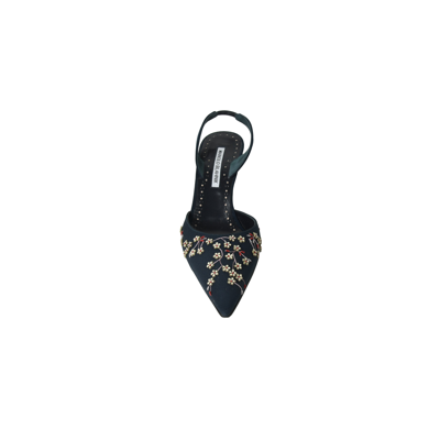 Manolo Blahnik Skyler Crepdechine Navy Yemb 70 In Us 16