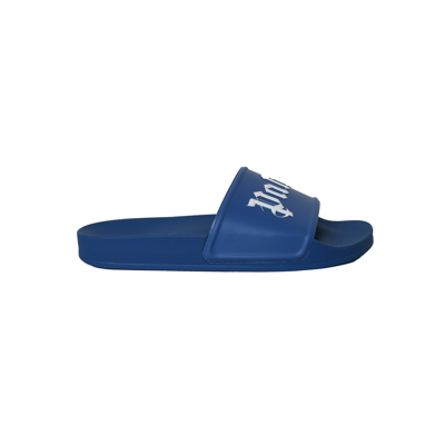 Palm Angels Logo Pool Rubber Slide Blue In 42