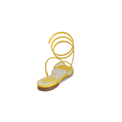 René Caovilla Rene Caovilla Cleo Light Topaz Strass Satin Flat Yellow In Us 16