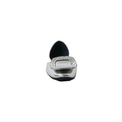 Roger Vivier Ballerine Chips Buckle Strass Mirror Silver In Us 16