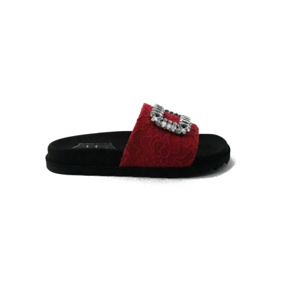 Shop Roger Vivier Pool Strass Buckle Slidy Ruby In Us 16
