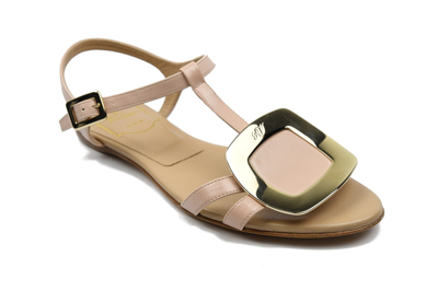 Shop Roger Vivier Rosa Salmone Leather Chips Thong Sandals In Us 16