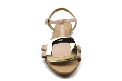 Shop Roger Vivier Rosa Salmone Leather Chips Thong Sandals In Us 16