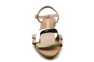 Roger Vivier Rosa Salmone Leather Chips Thong Sandals In Us 16