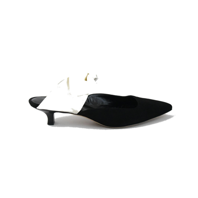 The Row Coco Mule Suede Satin Black Ivory In Us 16