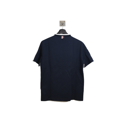 Thom Browne 2 Tone T Shirt Grey Blue In 5