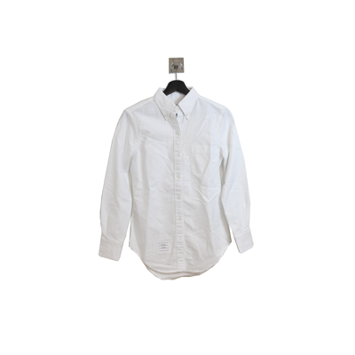 Shop Thom Browne Classic Long Sleeve Collar Shirt White In 54