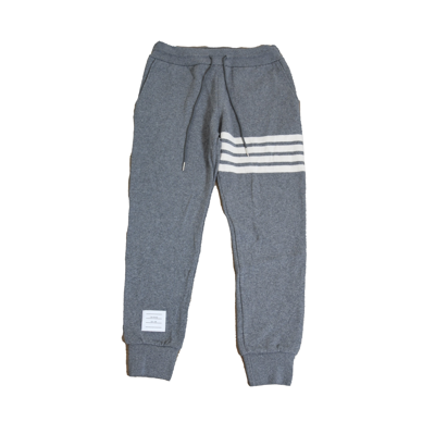 Shop Thom Browne Sweat Pants In Double Face Cashmare W/engineered 4 Bar Stripe Mid Grey In 42