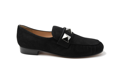 Valentino Macro Studs Suede Loafer Black 25 In Us 16