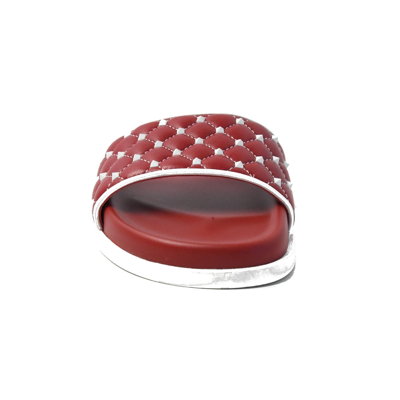 Shop Valentino Quilted Studded Slider Red In Us 16