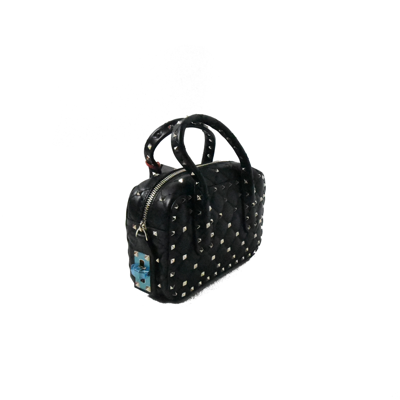 Shop Valentino Studded Top Handle Bag With Strap Black In Default Title