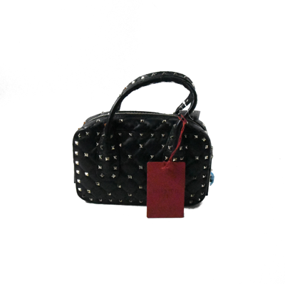 Shop Valentino Studded Top Handle Bag With Strap Black In Default Title