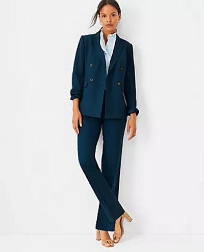 Shop Ann Taylor The Petite Sophia Straight Pant In Airy Wool Blend In Ominous Teal