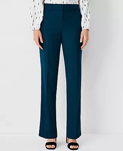 Ann Taylor The Petite Straight Pant In Airy Wool Blend - Curvy Fit In Ominous Teal