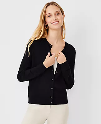 Cardigan Ann Taylor - Taille S, Couleur Veno - Col Bijou, 61% Rayon - Neuf Avec étiquettes
