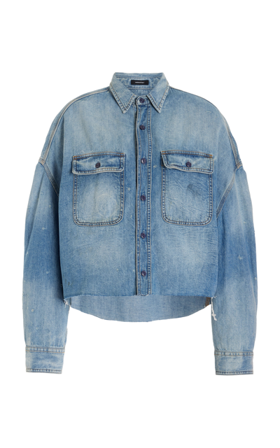 Shop R13 Women's Cropped Denim Shirt In Light Wash