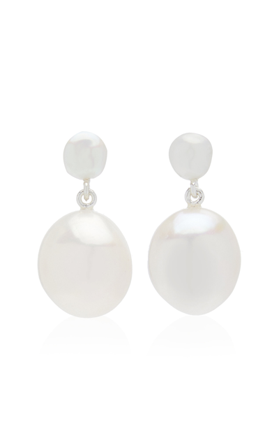 Shop Agmes Women's Amelie Sterling Silver Pearl Earrings In White