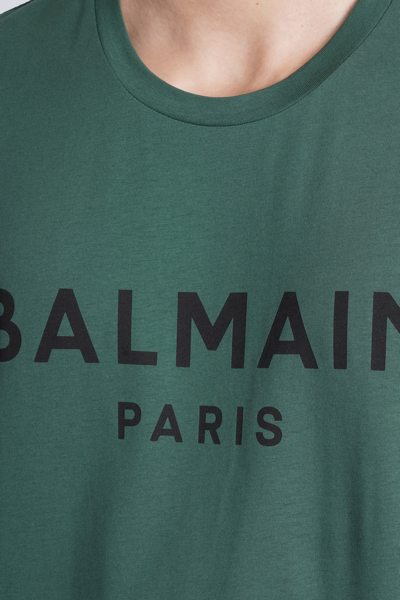 Shop Balmain T-shirt In Green Cotton