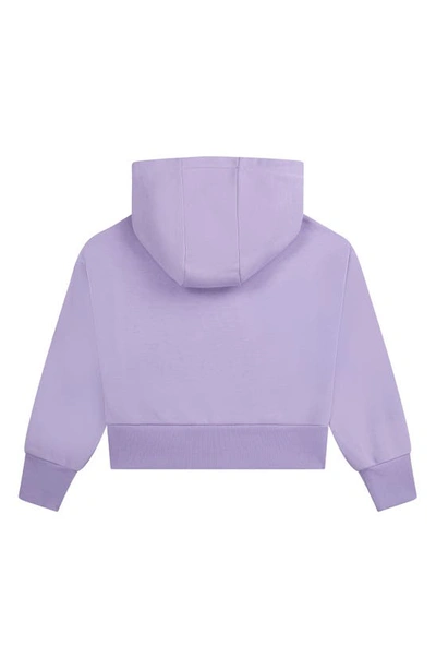 Shop Givenchy Kids' Barbed Wire Logo Crop Fleece Graphic Hoodie In 925-lilac