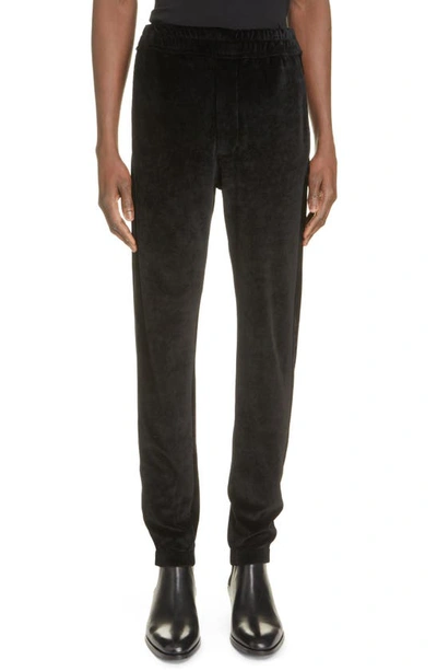 Shop Saint Laurent Velvet Joggers In Noir